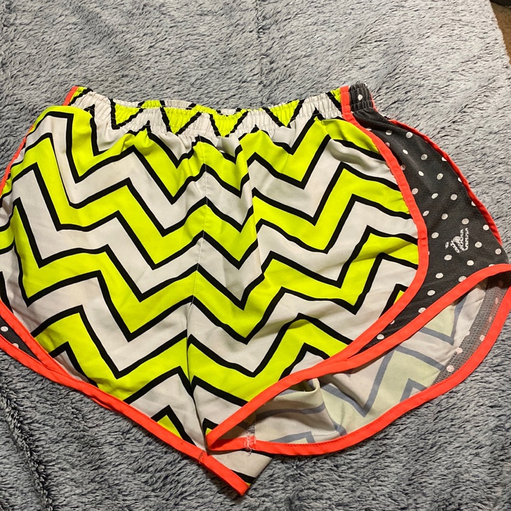 multi-color gym shorts, size small